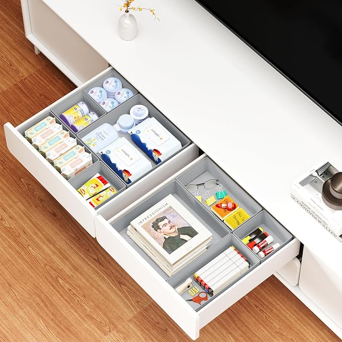 DIMJ Drawer Organizer Clothes, 12 Pack Dresser Organizer, Foldable Closet Organization and Storage Dividers, Fabric Dresser D