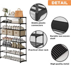 Calmootey 8-Tier Shoe Rack, Tall Large Capacity 40 Pairs Shoes Storage Organizer, Stackable Wide Shoe Shelf for Entryway, Hal