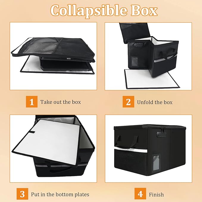 File Box with Lock 5200°F with Heat Insulated,Fireproof Box File Storage Organizer Anti-Static,Collapsible Fireproof Document