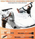 Zanch 2025 Upgrade Extendable 3-in-1 Car Snow Brush and Ice Scraper [45" Extendable Handle] with 360° Rotating Brush Head for Car Windshield Clear Snow, Ice and Frost, for All Cars/Truck/SUV