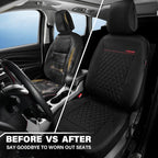 CAR PASS Quilting Leather Seat Cover Two Front Seats Only, Universal Fit Automotive Front Seat Covers Waterproof Deluxe PU Pr