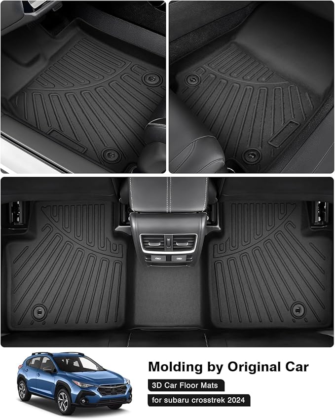 Powerty Floor Mats for 2024 2025 2026 Subaru Crosstrek Accessories All Weather Floor Liner 3D TPE 1st & 2nd Row Floor Mat Heavy-Duty Floor Liners
