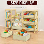 Kids Bookshelf and Toy Storage Organizer with 3-Tier Book Display and Shelves, Kids Toy Organizers and Storage with Bins, Boo