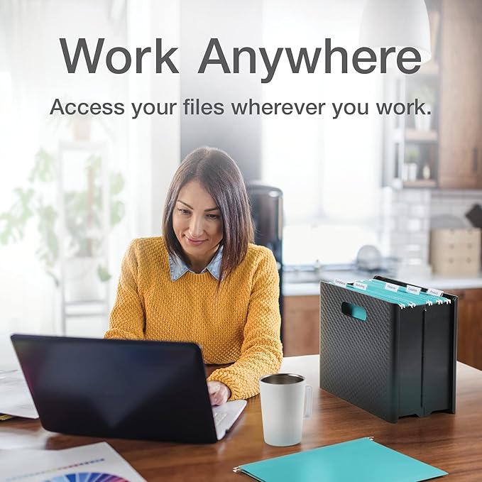 Pendaflex Mobile File Box with Handles, Easy Set Up, Collapse Down and Store Away, 13"W x 10"H x 6.5"D, Holds Letter Size Fil