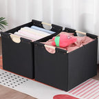 HOONEX Large Collapsible Storage Bins, Linen Fabric, Pack of 2, Storage Baskets with Wooden Carry Handles and Sturdy Heavy Ca