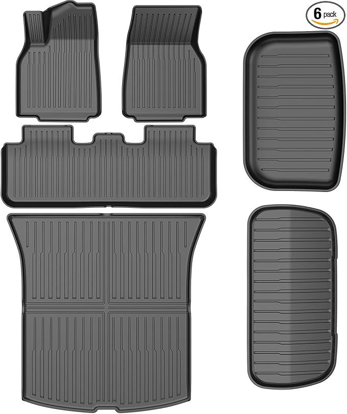 6PCS All-Weather TPE Floor Mats & Cargo Liner Set - Compatible with 2025-2026 Model Y (Juniper) | Custom Fit Anti-Slip Interior Protection(Not for Standard)