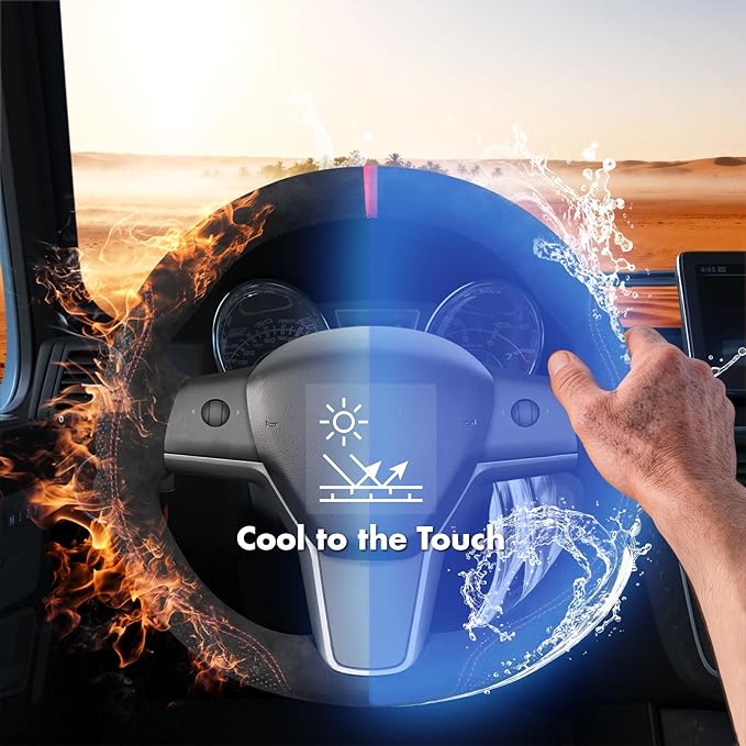 MEWANT DIY Stitching Steering Wheel Cover Wrap for Tesla Model 3 Highland 2023-2025/Model Y 2025 Highland for Tesla Model 3/Model Y Accessories(3D Style)