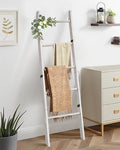 XLHOMO Blanket Ladder for Living Room, 5-Tier Wooden Ladder Shelf, Rustic Decorative Blanket Rack for Blankets, Quilts, Farmh