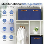 FinishingBo 6-Pack Storage Cubes with Handles & Label Holders Basket, Closet Cube Home Organizer Bins(Blue, 13 x 13 x 13 inch