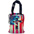 American Flag Cross Car Garbage Bag,Waterproof Small Car Trash Bag Hanging Back of Seat,Drawstring Hanging Car Trash Bag with Adjustable Buckle for Car Accessories
