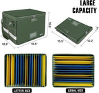ENGPOW File Box with Lock, Fireproof Document Box with Pockets, Collapsible File Organizer Filing Storage Cabinet with Handle
