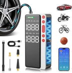 Tire Inflator Portable Air Compressor, Silver Smart Air Pump for Car Tires, All-in-One Storage Bike Tire Pump with LED Light, 10000mAh&150PSI Pump for Motor, Bicycle and More, Auto Shut-Off