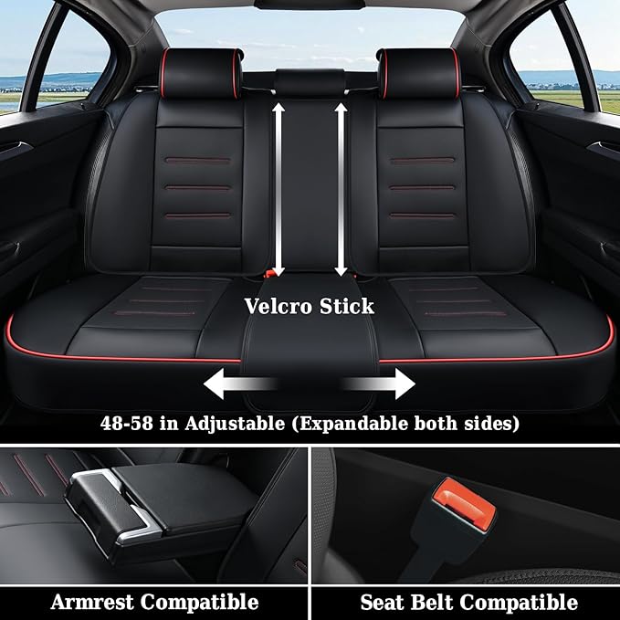 Coverado Car Seat Covers Full Set, Seat Covers for Cars, Car Seat Protector Waterproof, Leather Cushion, Universal Car Interi