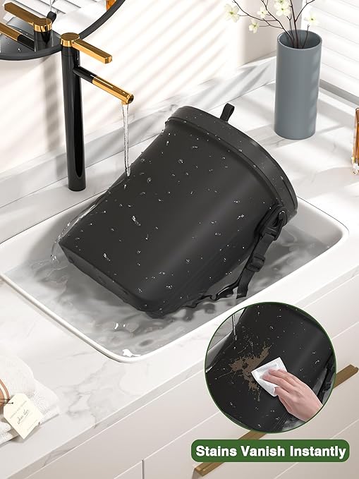 Leakproof Car Trash Can, 1.9 Gallon Soft Silicone Hanging Garbage Can with Lid, Easy to Clean Vehicle Trash Bin, Suitable for Sedans, SUVs, MPVs & Trucks