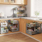 1 Pack 17IN Depth Under Sink Organizer, 2-Tier Pull Out Cabinet Organizer With Smooth Circular Rail, Large Capacity Metal Mes