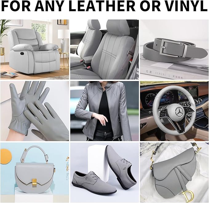 Leather Recoloring Balm,8.5oz Leather Color Restorer,Gray Leather Repair kit for Furniture and Car Interior,Leather Couch Scr