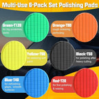 6 PCS Buffing Polishing Pads, 7 Inch Buffing Pads Compound Buffing Sponge Pads Polishing Pad Kit Buffing Pads, Car Professional Set for Buffing, Waxing, Sealing Glaze