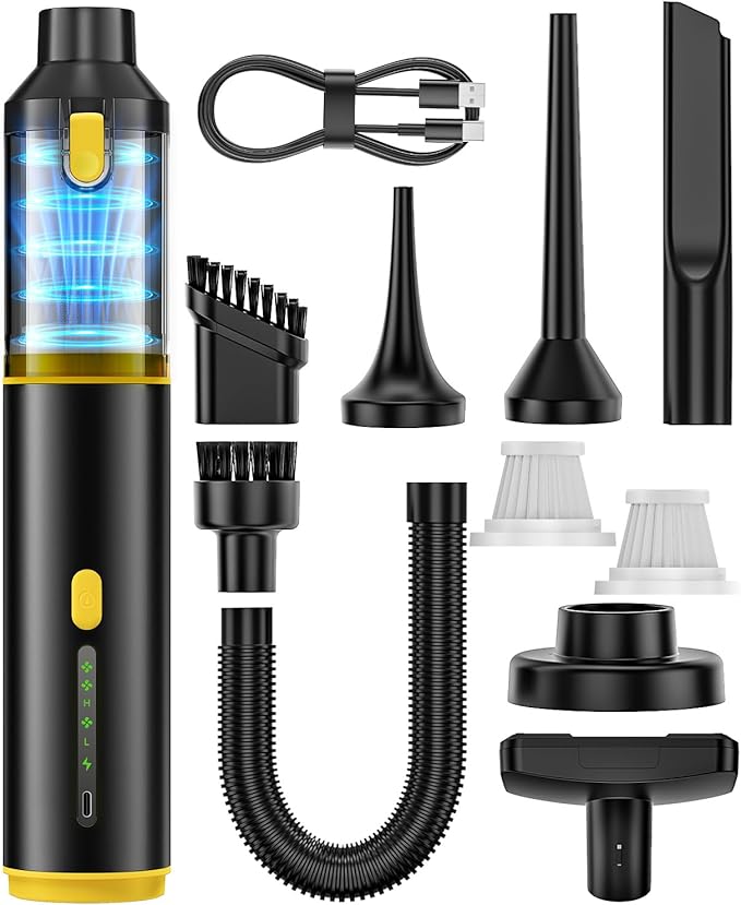 Car Vacuum Portable Cordless Handheld Vacuum Cleaner 4-in-1 Mini Cordless Vacuum with 2 Suction Modes and 16800pa Suction Pow