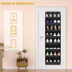 KYEVIS Over The Door Shoe Organizer Storage Fit 16-24 Pairs Hanging Shoe Rack Organiser for Closet Door, Deep Pocket Shoe Hol