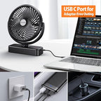 10000mAh Battery Operated Camping Fan with LED Light-7 inch USB Fan with Hanging Hook for Tent Car RV Hurricane Emergency Out