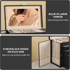 Frebeauty Large Jewelry Box,6-Tier PU Leather Jewelry Organizer,Multi-functional Storage Case with Mirror,Accessories Holder 