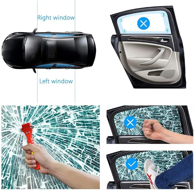 Car Window Breaker, Safety Hammer - Emergency Escape Tool, Window Breaker Seatbelt Cutter, Life Saving Survival Kit with Ligh