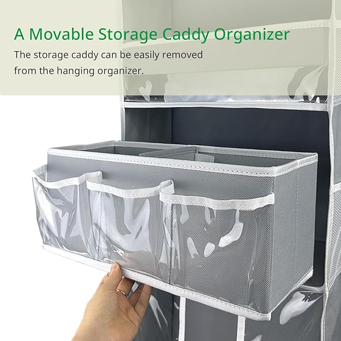 Door Hanging Storage Organizer,with 3 Bins 1 Movable Baby Diaper Caddy,1 Large capacity diaper stacking storage Organizer,10 