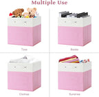 FinishingBo 13 x 13 Inch Fine Linen Storage Bins with Handles，Fabric Cube Boxs，Basket Organizers for Shelves for Home, Closet