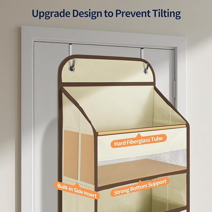 Yecaye Over The Door Organizer Storage, 5-Tier Heavy Duty Door Organizers Hanging with 10 Side Mesh Pockets, 44 lbs Load Capa