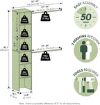 Furinno FANO Closet Organizers and Storage, Closet Storage Organizer with 2 Hanging Bars, Wardrobe Closet Shelf Towers, for W