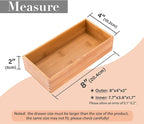 Bamboo Office Supplies Organizer Box Stationery Accessory Organizer Dresser Makeup Tool Drawer Storage Box, Bamboo 8"*4"