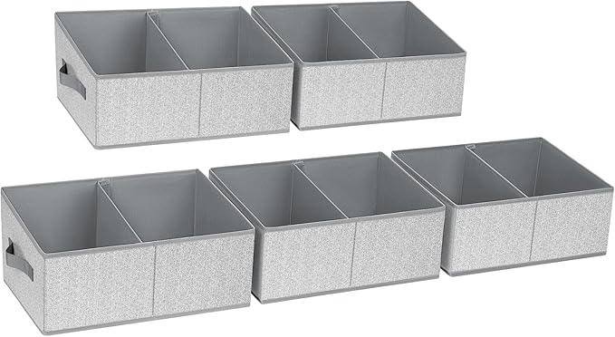 DIMJ Closet Storage Bins, 5 Pack Storage Baskets for Shelves, Foldable Closet Organizer with Handle, Linen Closet Organizers 
