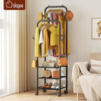 Furologee Clothing Racks for Hanging Clothes, Portable Rolling Garment Rack, Sturdy Metal Freestanding Clothes Rack with Whee
