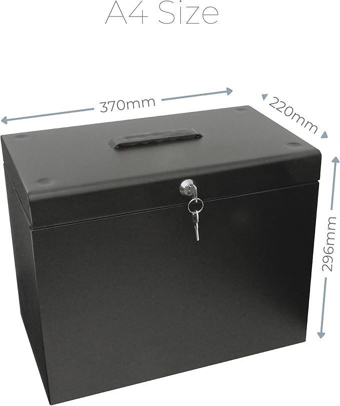 Cathedral Products A4 Steel File Box with Starter Pack of 5 Suspension Files - Black