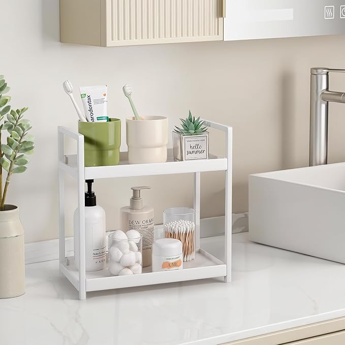 Anyoifax Bathroom Counter Organizer 2 Tier Vanity Storage Countertop Shelf Makeup Organizer Perfume Tray Skincare Holder for 