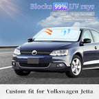 Sun Shade Sunshade for Volkswagen Jetta 2019-2024 2025 2026 Windshield Cover, 4-Layer Front Window Shade Custom fit VW Jetta Sun Visor 240T Retractable Shade Blocks UV Rays Cooler Car Accessories