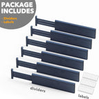SpaceAid Bamboo Dresser Drawer Dividers 6 Pack, 4.65“ High Adjustable 17“-22” Drawer Organizers, Expandable Organization for 