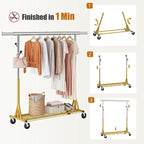 Gewudraw Rolling Clothes Rack Load 530lbs,Heavy Duty Garment Rack With Sturdy Wheel And Shelves, Adjustable Portable Hanging 