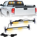 XRIDONSEN 2 in 1 Traffic Advisor Light Bar 2X 17.7 inch 144 LED Amber White Warning Hazard Safety Interior Front Rear Windshield Dash Emergency Strobe Lights for Plow Trucks Construction Vehicles