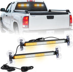 XRIDONSEN 2 in 1 Traffic Advisor Light Bar 2X 17.7 inch 144 LED Amber White Warning Hazard Safety Interior Front Rear Windshield Dash Emergency Strobe Lights for Plow Trucks Construction Vehicles