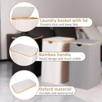iEGrow 150L Laundry Basket with Lid, Large Laundry Hamper with Bamboo Handle, Collapsible Dirty Clothes Hamper Organizer with