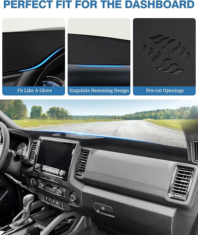 FIILINES Dash Cover for Nissan Frontier 2022-2025, Dashboard Mat Frontier Accessories Dashboard Cover Sunshade Nonslip Mesh P