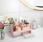 Makeup Organizer with Drawers, Cosmetic Storage for Dresser Vanity and Bathroom Countertop, Beauty Holder for Lipstick Brush,