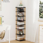 LUCKNOCK Vertical Shoe Rack, 8-Tier Tall Narrow Shoe Organizer for Entryway, Closet, Dorm & Small Spaces, Freestanding Wooden