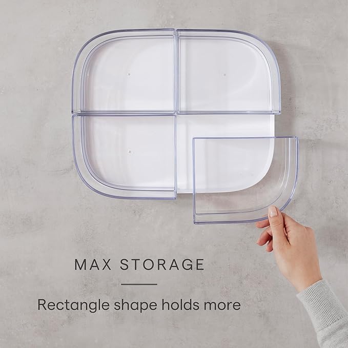 YouCopia MagicTrack Rectangle Lazy Susan Turntable with 4 Clear Storage Bins: Rotating Cabinet Organizer for Kitchen or Bathr
