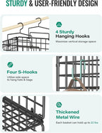 Hanging Closet Organizer, 4 Tier Metal Closet Organizers and Storage with 4 Hanging Hooks 4 S-Hooks for Wardrobe Laundry Room