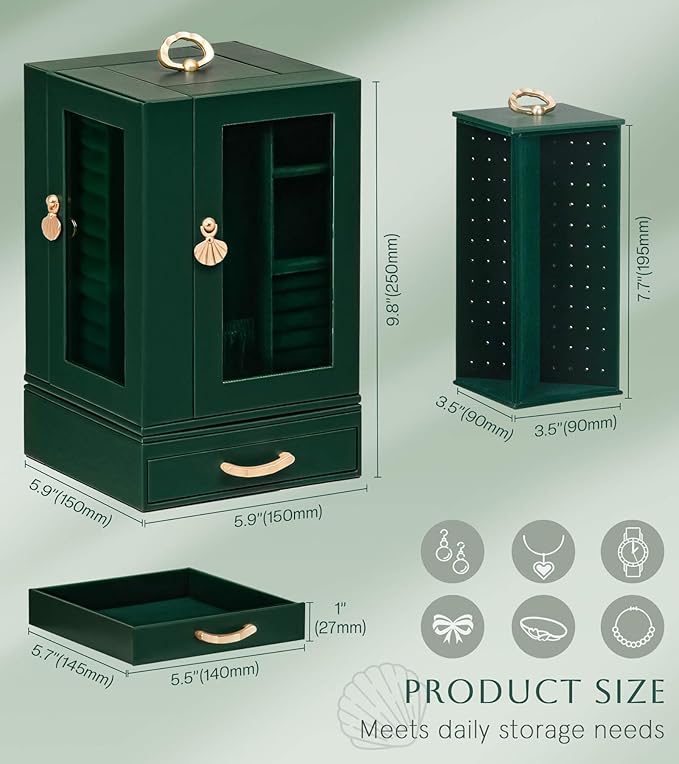 Enthralite Jewelry Box large for Dresser: Women Necklace Ring Storage Organizer with Compartments - Elegant Earring Holder Di