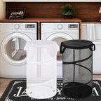 BATTOO 2 Pack Collapsible Laundry Basket with Lid Foldable Mesh Pop Up Hamper with Handles for Laundry Room, Bathroom, Kids R