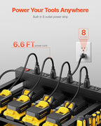 VEVOR 4-Tier Tool Organizer Cart with Charging Station, 8 AC Outlet, Floor Stand Rolling Drill Holder and Tool Battery Storag