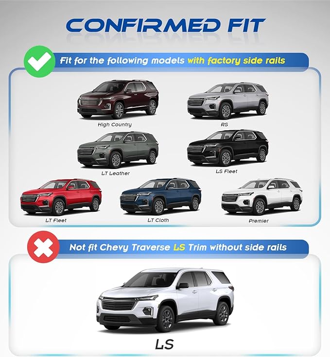 Enhanced Roof Racks for 2022-2026 Chevrolet Traverse, 220 LBS All Aluminum Cross Bars - Fit for Canoe, Kayak, and Bike